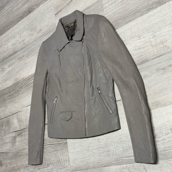BLACK FRIDAY SALE - MUUBAA - Lamb Leather Jacket, Gulrro Biker in Hard Grey - Picture 4 of 10